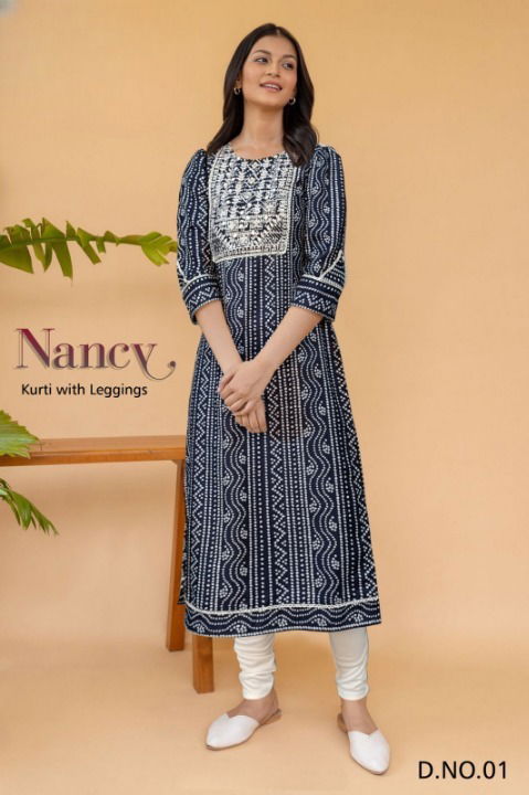 Nancy Arya Thread Mirror Work Rayon Kurti With Bottom Wholesale Shop In Surat